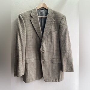 Barneys New York Hickey Freeman Wool Cashmere Suit Jacket Brown Men Size 42